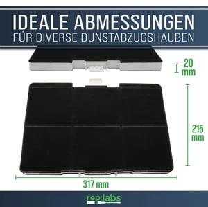 REP:LABS Kohlefilter Wie BOSCH - AT Wie 11026771 DHZ5346 320x243mm Für Dunstabzugshaube – Bild 5